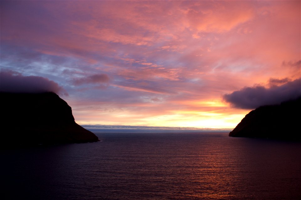 Sunset in Viðareiði, Faroe Islands