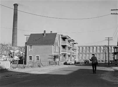 Workers' houses near textile mill in New Bedford, Massachusetts. Bristol County