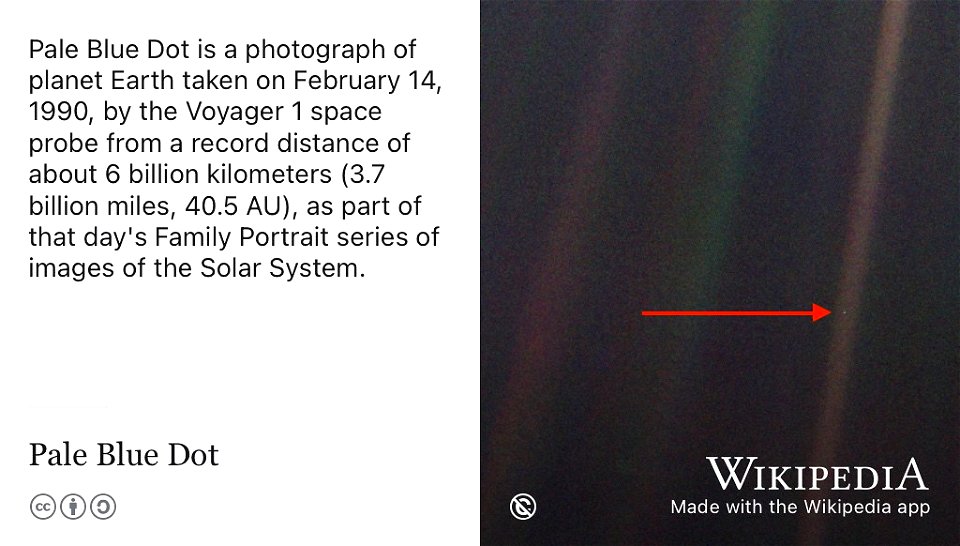 The Pale Blue Dot 🌍 @Wikipedia photo