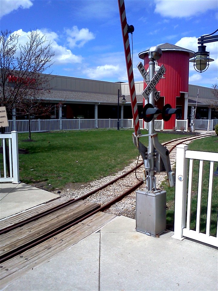 Train tracks at an outlet mall in Lodi, Ohio