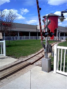 Train tracks at an outlet mall in Lodi, Ohio photo