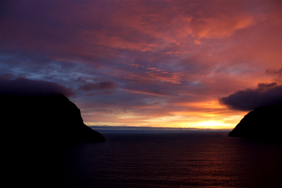 Sunset in Viðareiði, Faroe Islands