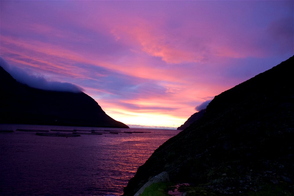 Sunset in Viðareiði, Faroe Islands