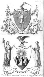 The armorial bearings of the states of Massachusetts & New York. State seals, escutcheons