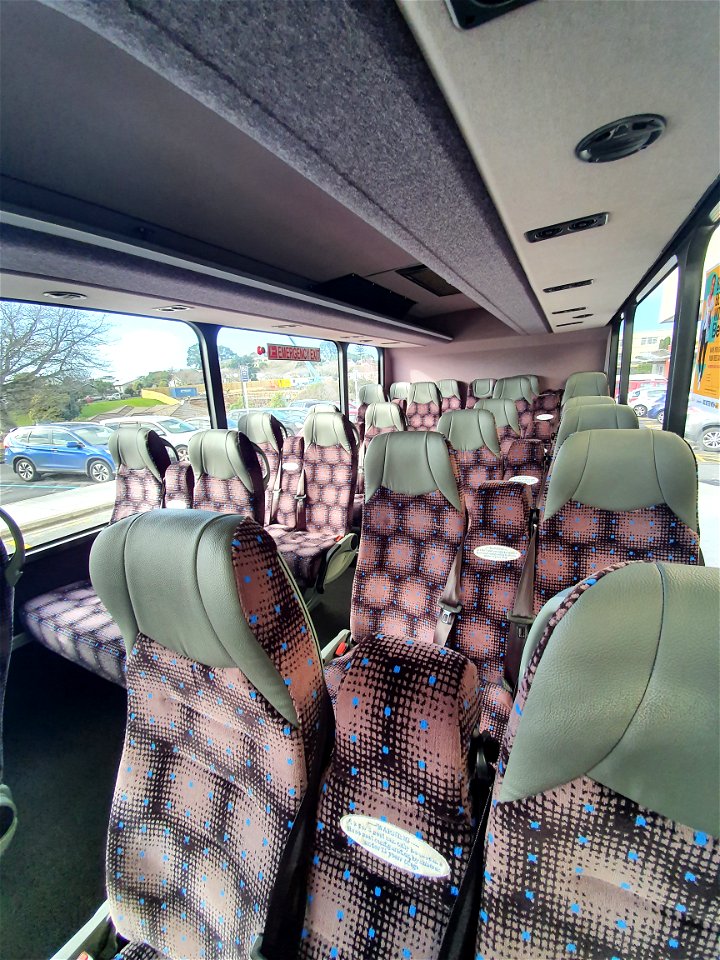 Inside the Connector bus that goes between Ngamotu New Plymouth-Hāwera, and Ōpunake, Taranaki, New Zealand