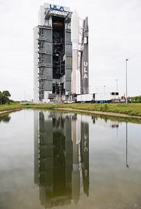 Reflection of Perseverance on Launch Pad photo