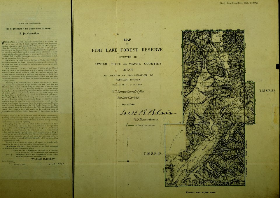Fishlake Boundary Map with Presidential Proclamation photo