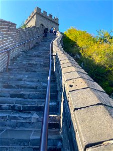 Great wall of China steep steps portrait photo
