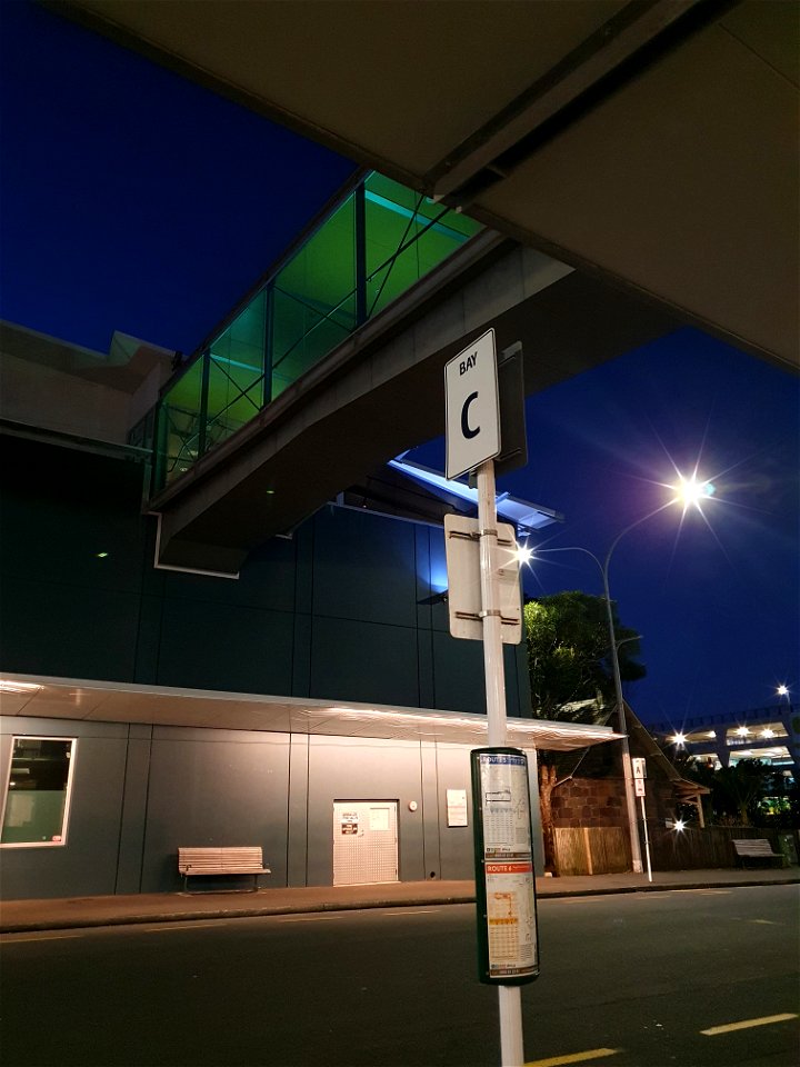 Bus stop sign in Ariki Street, Ngāmotu New Plymouth, Taranaki, New Zealand