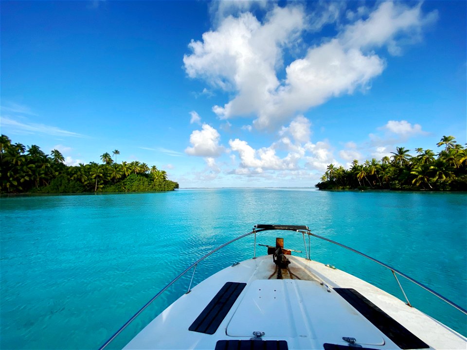 Boat tropical islands Pacific photo