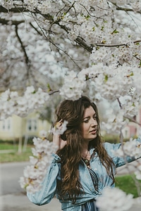 outdoor portrait of a beautiful Caucasian woman photo