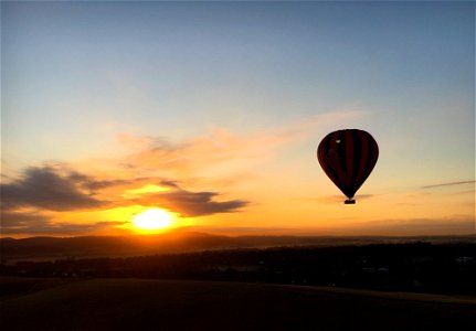 Hot air balloon at sunsrise photo