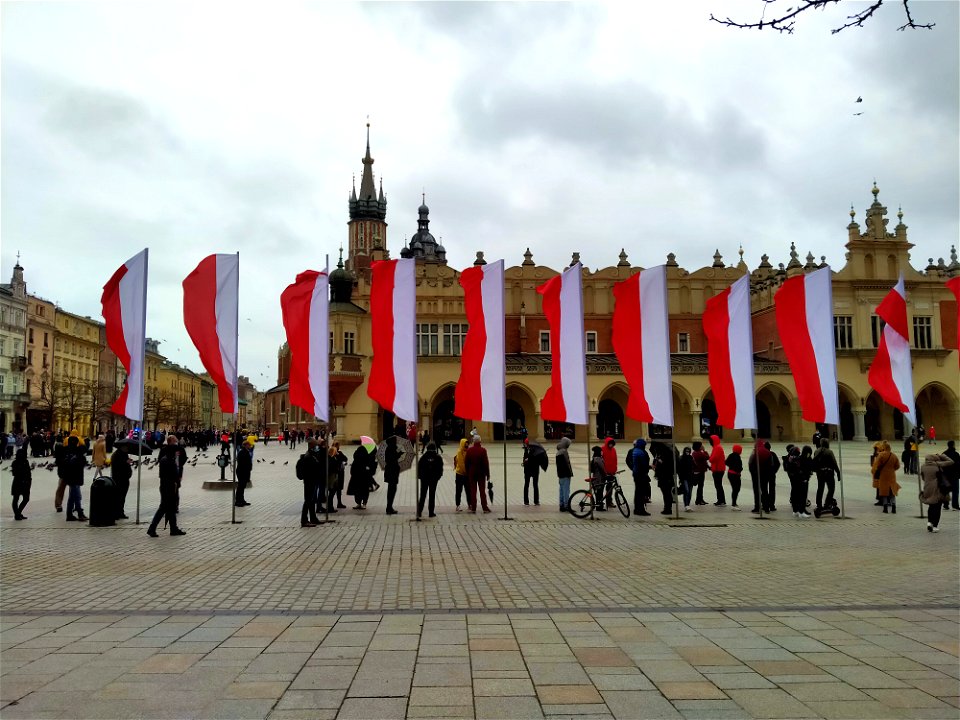 Poland flags in Market Square