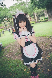 An unidentified Japanese anime cosplay pose