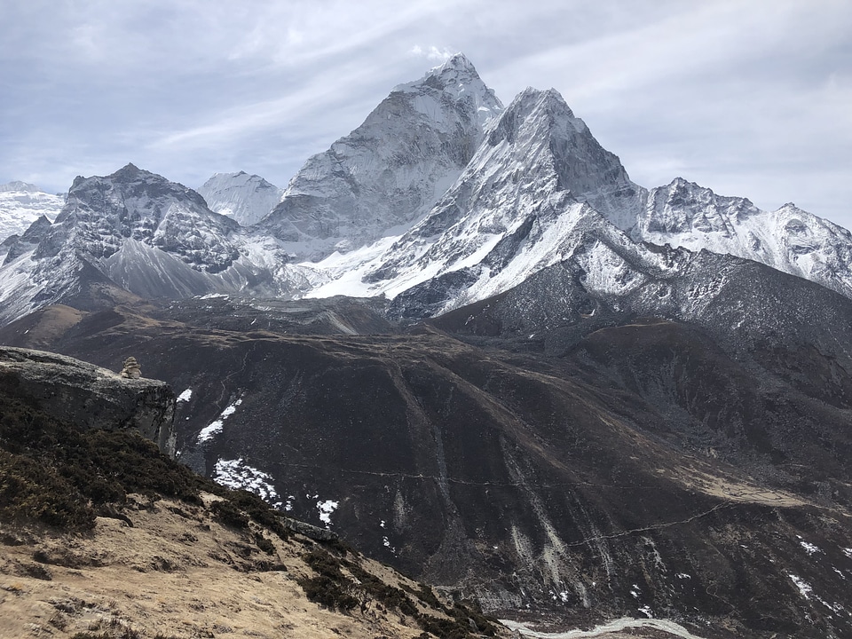 Group of trekkers on the way to Everest Himalaya
