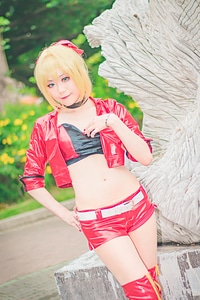 An unidentified Japanese anime cosplay pose