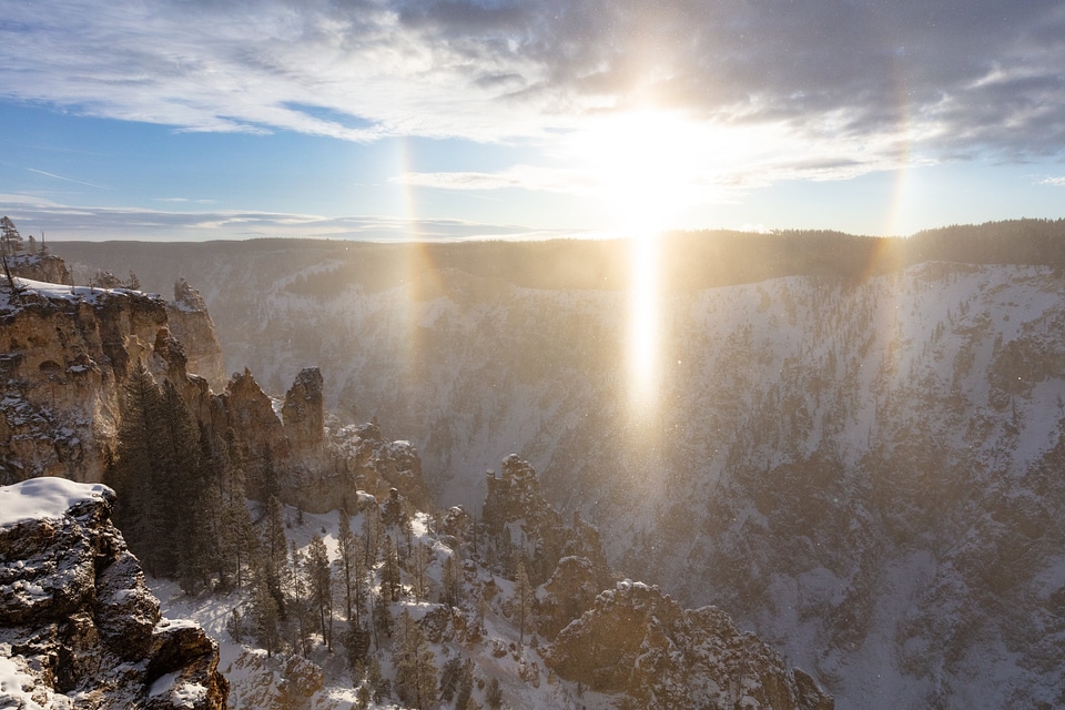 Sun dog over the Grand Canyon of the Yellowstone