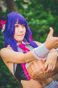 An unidentified Japanese anime cosplay pose
