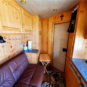 couch and cabinets