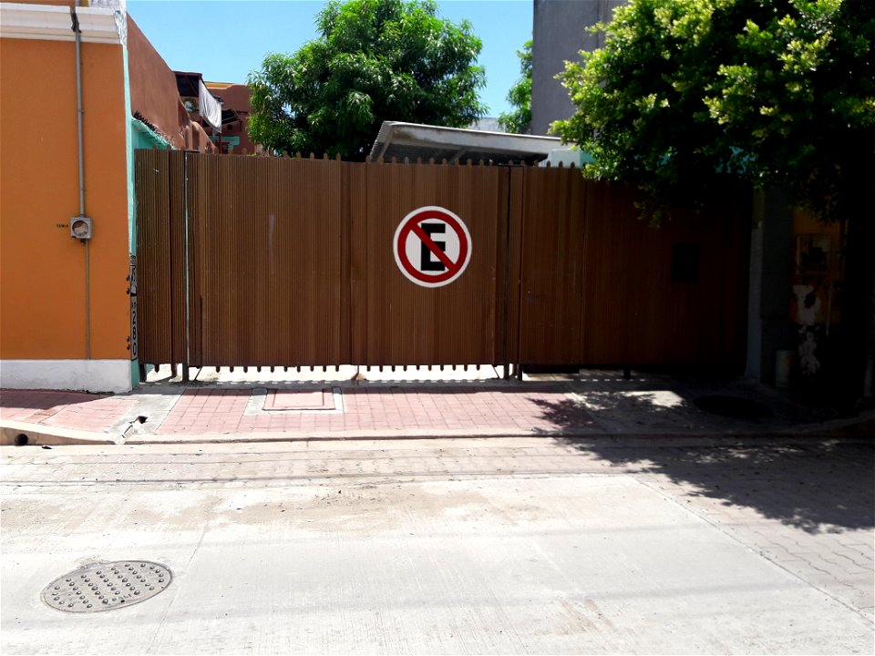 Portón con anuncio de no estacionarse | 2