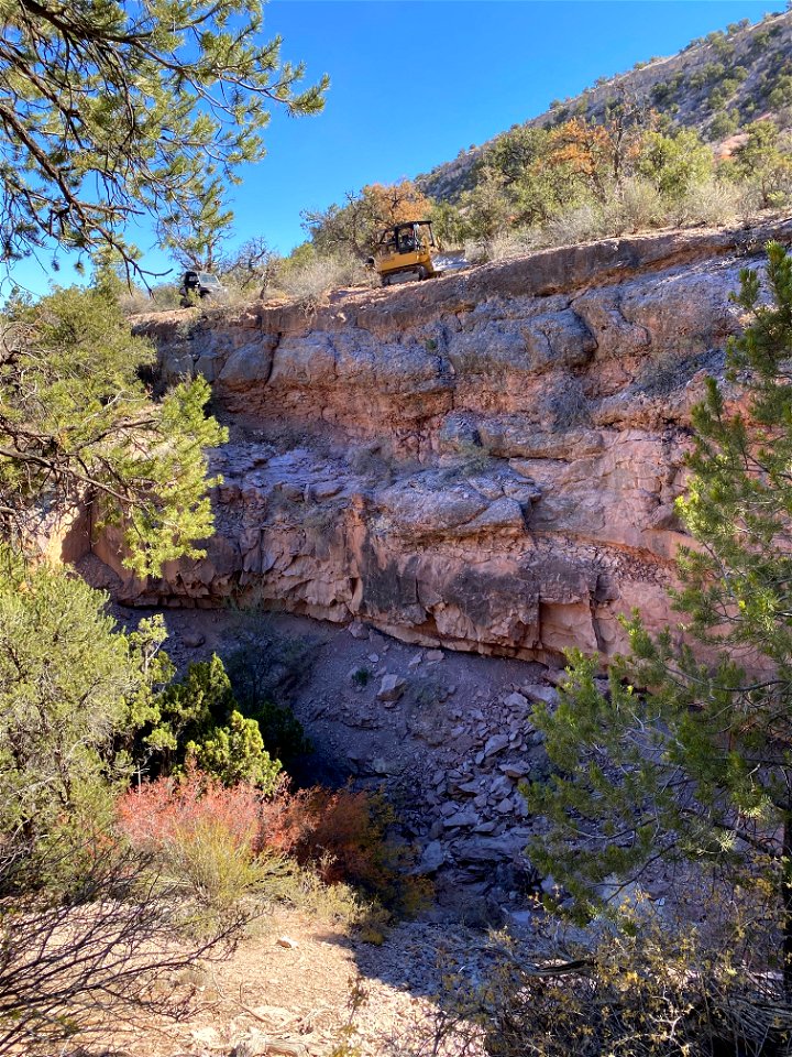Motorized Trail Bull Dozer Work on Ridge Trail