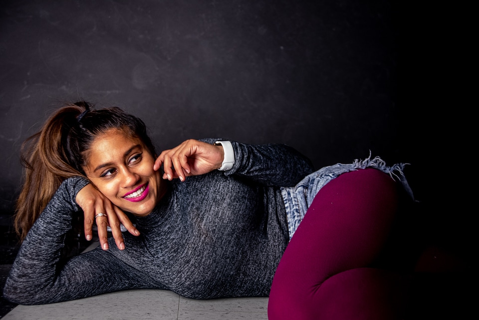 portrait of young beautiful and happy Latin woman