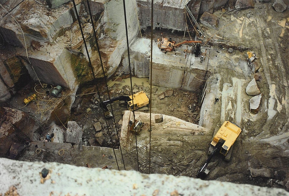 Open-cast quarry, limestone mining photo