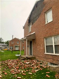 Bricks fell from a home on Lester Road. (PHOTO PFPD)