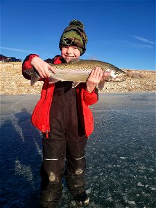 Young Boy Ice Fishing photo