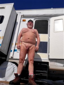 Nude at the campground photo