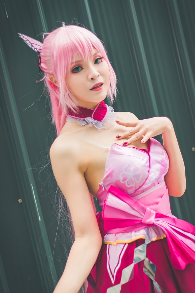 Cute Asian cosplayers dress up as Japanese Manga characters
