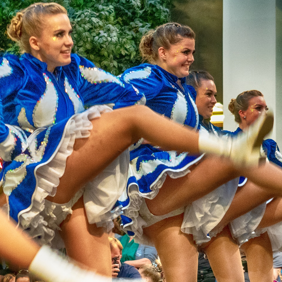 Group of cheerleaders in action