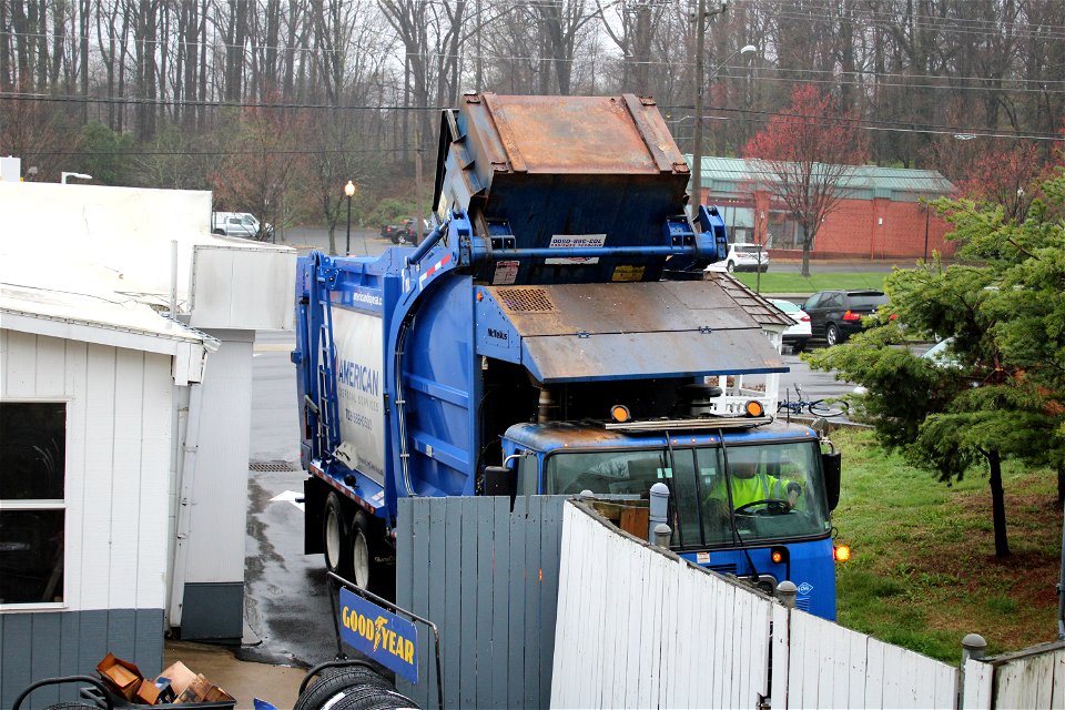truck 167 collecting trash from above