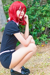 Cute Asian cosplayers dress up as Japanese Manga characters