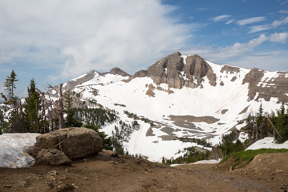 Granite Canyon with snow in Grand Teton National Park photo