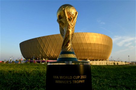 FIFA World Cup Trophy displayed at Lusail Stadium - December 14, 2022 photo
