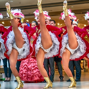 Cheerleader and dancer performing on stage photo