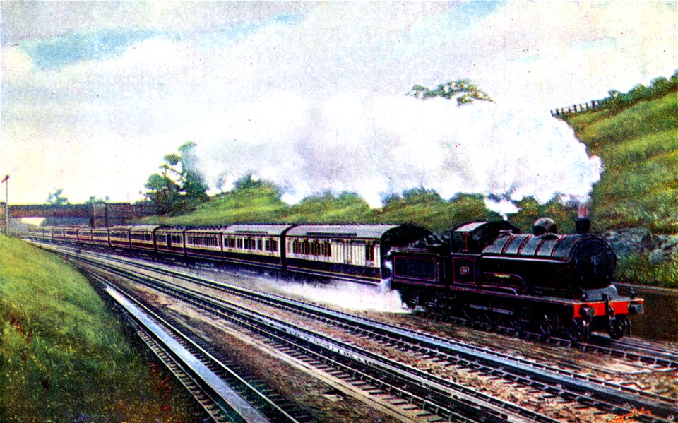 lnwr up express bushey troughs postcard hi-res