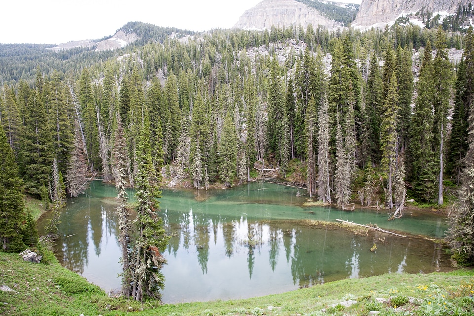 Granite Canyon with lake in Grand Teton National Park