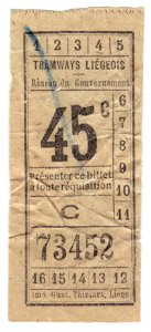 Ancien ticket Tramways Liégeois
