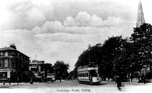 uxbridge rd ealing with tram postcard hi-res photo