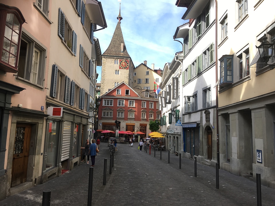 The main street in Lauterbrunnen in Switzerland.