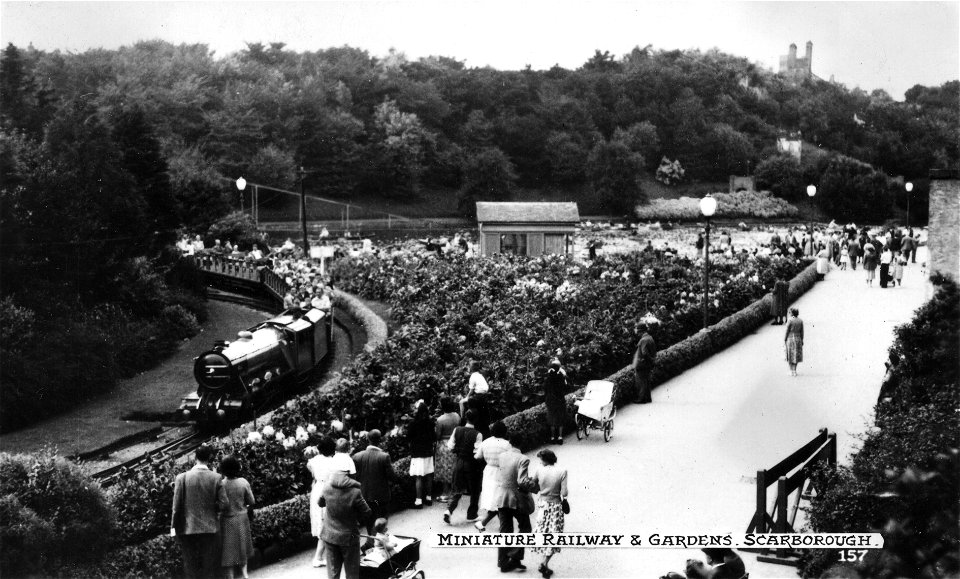 miniature railway & gardens postcard scarborough hi-res
