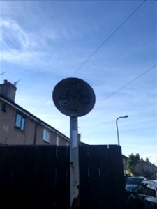 An old road sign