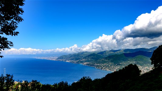 Liguria: Portofino Vetta, view NW, beyond Genova photo