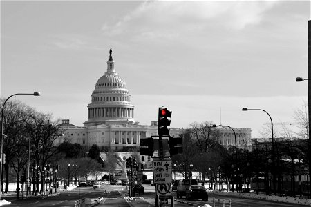 US Capitol Red Light photo