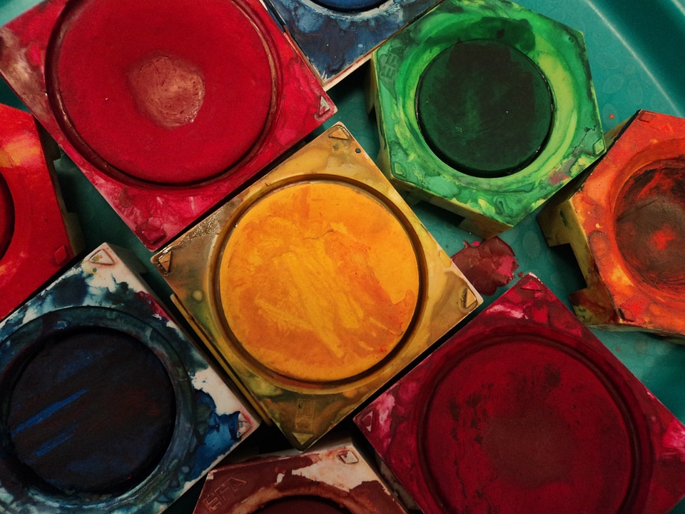 Paintbrushes paint colorful