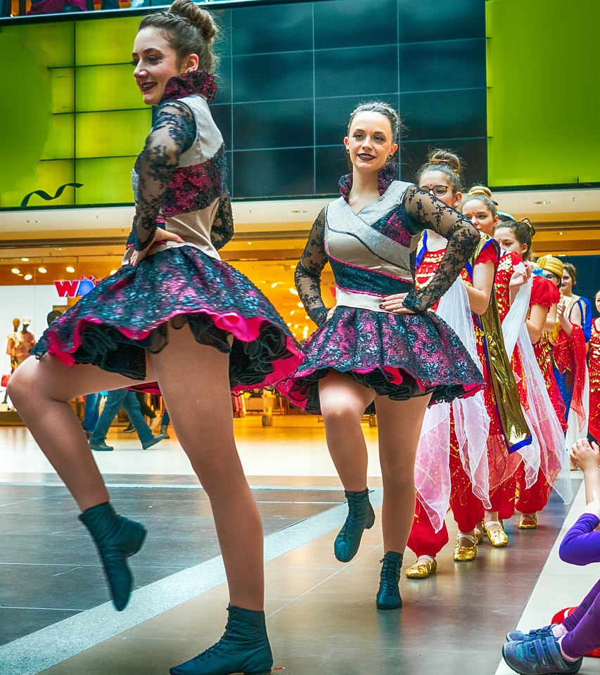 Group of cheerleaders in action photo