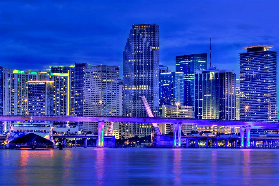 Purple Miami Skyline, Florida