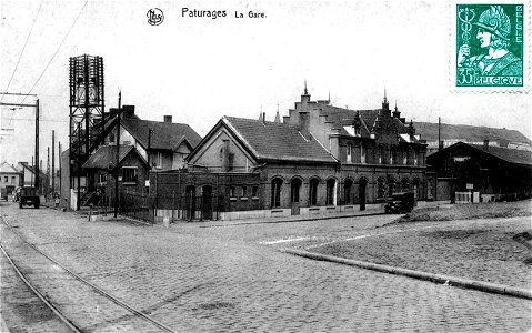 paturages la gare belgique original postcard hi-res photo